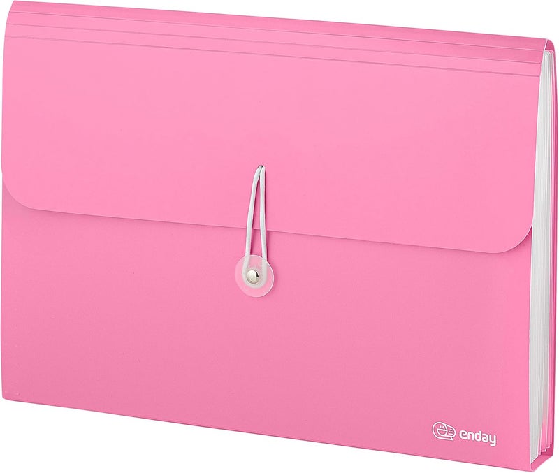 Enday Accordion File Organizer Pink, 7 Pocket Expanding File and Cover Folder with Labels, Plastic Portable Desktop Letter A4 Paper, Also Available in Red, Purple, Green, Blue, Grey, 1 Pc – by - Image 1